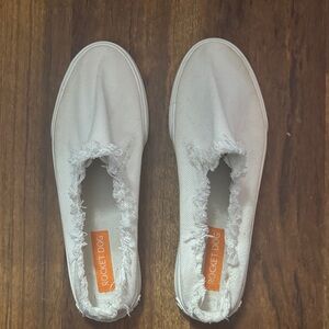 Rocket Dog White Frayed Slip-On Canvas Flats